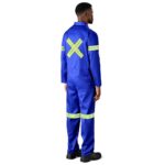 Safety Polycotton Boiler Suit - Reflective Arms Legs & Back - Yellow Tape